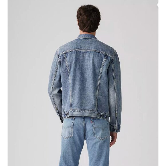 Levi's L Premium Men's Trucker Jacket Skyline - Medium Wash Large Blue Denim - Picture 2 of 3